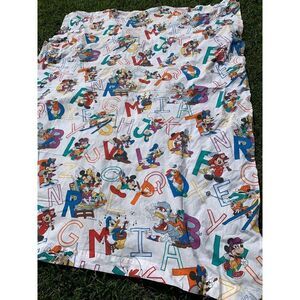 Vintage Mickey and Friends Dundee ABC's Twin Size Bed Sheet